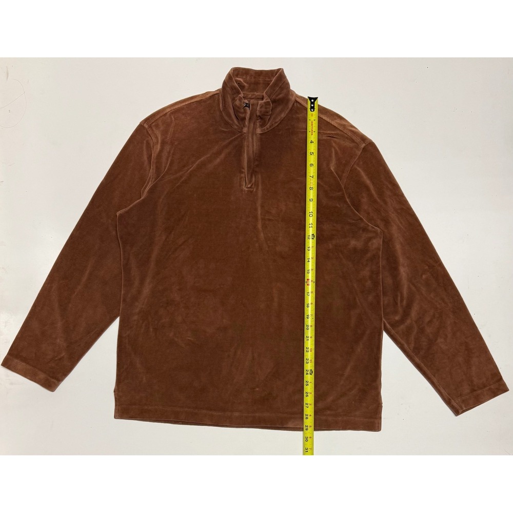 Zegna Sport Mens Brown Corduroy Velour Quarter Zip Pullover Sweater XL